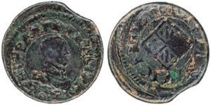 1611. Felipe III. Vic. 1 diner. (AC. 55) ... 