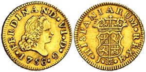 1756. Fernando VI. Madrid. JB. 1/2 escudo. ... 