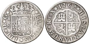 1768/7. Carlos III. Madrid. PJ. 2 reales. ... 