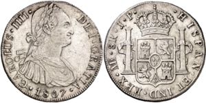 1807. Carlos IV. Lima. JP. 8 reales. (AC. ... 