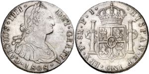 1808. Carlos IV. Potosí. PJ. 8 reales. (AC. ... 