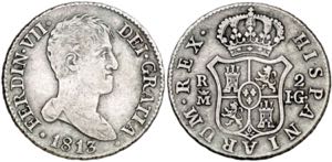 1813. Fernando VII. Madrid. IG. 2 reales. ... 