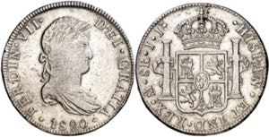 1820. Fernando VII. México. JJ. 8 reales. ... 