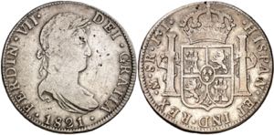 1821. Fernando VII. México. JJ. 8 reales. ... 