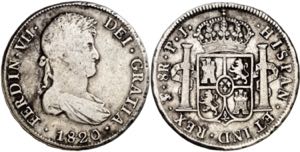 1820. Fernando VII. Potosí. PJ. 8 reales. ... 