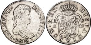 1816. Fernando VII. Sevilla. CJ. 8 reales. ... 