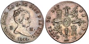1848. Isabel II. Segovia. 2 maravedís. (AC. ... 