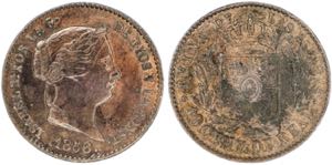 1858. Isabel II. Segovia. 10 céntimos de ... 