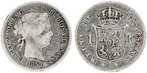 1859. Isabel II. Madrid. 1 real. (AC. 308). ... 