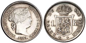 1859. Isabel II. Madrid. 1 real. (AC. 308). ... 