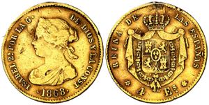 1868*6-. Isabel II. Madrid. 4 escudos. (AC. ... 