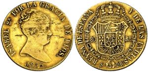 1835. Isabel II. Sevilla. DR. 80 reales. ... 