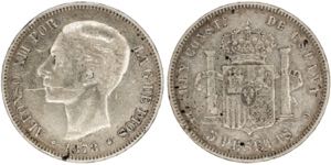 1878*1878. Alfonso XII. DEM. 5 pesetas. (AC. ... 