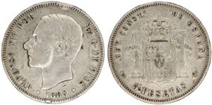 1885*----. Alfonso XII. MSM. 5 pesetas. (AC. ... 