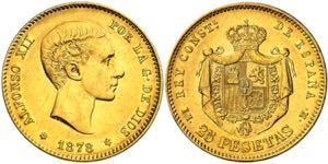 1878*1878. Alfonso XII. EMM. 25 pesetas. ... 