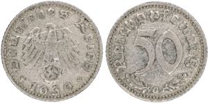 Alemania. 1939. G (Karlsruhe). 50 pfennig. ... 