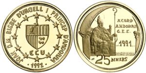 Andorra. 1992. 25 diners. (Fr. 16) (Kr. 73). ... 