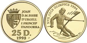 Andorra. 1993. 25 diners. (Fr. 19) (Kr. 81). ... 