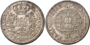 Brasil. 1820. Juan VI. R (Río). 960 reis. ... 
