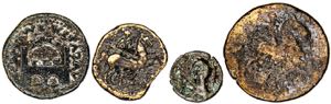 Lote de 4 bronces: as uncial Ausescen, as ... 