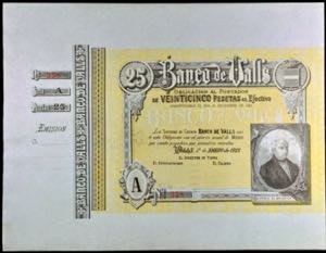 1922. Banco de Valls. 25 pesetas. 1 de ... 