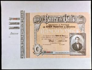 1922. Banco de Valls. 100 pesetas. 1 de ... 