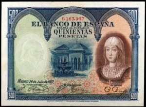 1927. 500 pesetas. (Ed. B111) (Ed. 327). 24 ... 