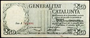 Generalitat de Catalunya. 2,50 pesetas. (Ed. ... 