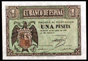 1938. Burgos. 1 peseta. (Ed. D29b) (Ed. ... 