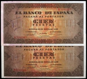 1938. Burgos. 100 pesetas. (Ed. D33) (Ed. ... 