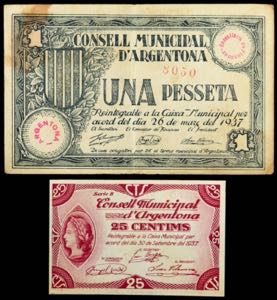 Argentona. 25 céntimos y 1 peseta. (T. 260 ... 