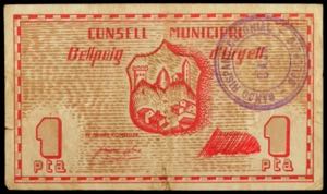 Bellpuig dUrgell. 1 peseta. (T. 452b). Nº ... 
