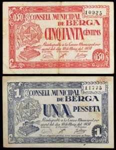 Berga. 50 céntimos y 1 peseta. (T. 500 y ... 