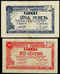 Cabrils. 50 céntimos y 1 peseta. (T. 661a y ... 