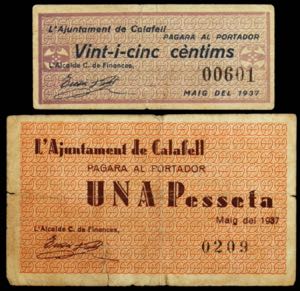 Calafell. 25 céntimos y 1 peseta. (T. 686a ... 