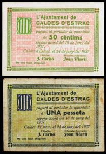 Caldes dEstrac. 50 céntimos y 1 peseta. ... 
