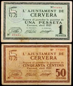 Cervera. 50 céntimos y 1 peseta. (T. 944 y ... 