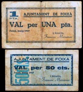 Foixà. 50 céntimos y 1 peseta. (T. 1198 y ... 