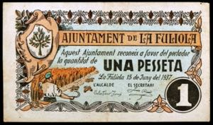 Fuliola, La. 1 peseta. (T. 1230). Escaso. ... 