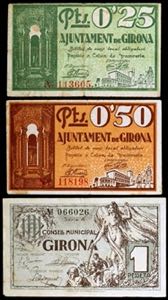 Girona. 25, 50 céntimos y 1 peseta. (T. ... 
