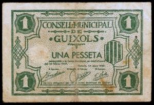 Guixols. 1 peseta. (T. 1407). MBC-.