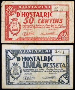 Hostalric. 50 céntimos y 1 peseta. (T. 1435 ... 