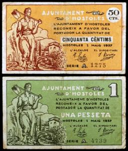 Hostoles. 50 céntimos y 1 peseta. (T. 1437 ... 