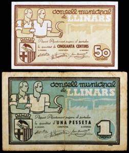 Llinars. 50 céntimos y 1 peseta. (T. 1546 y ... 