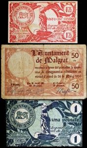 Malgrat. 25, 50 céntimos y 1 peseta. (T. ... 