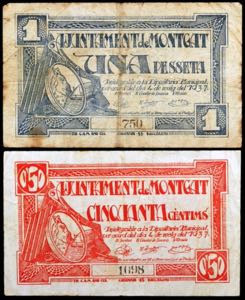 Montgat. 50 céntimos y 1 peseta. (T. 1813 y ... 