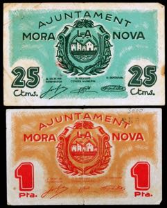 Móra la Nova. 25 céntimos y 1 peseta. (T. ... 