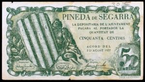 Pineda de Segarra. 50 céntimos. (T. 2114c). ... 