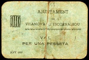 Vilanova dEscornalbou. 1 peseta. (T. 3300). ... 