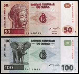 Congo. 2000. Banco Central. 50 y 100 ... 